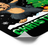 Dabbing rund um den Weihnachtsbaum Yorkie Dog Xmas Poster (Ecke)