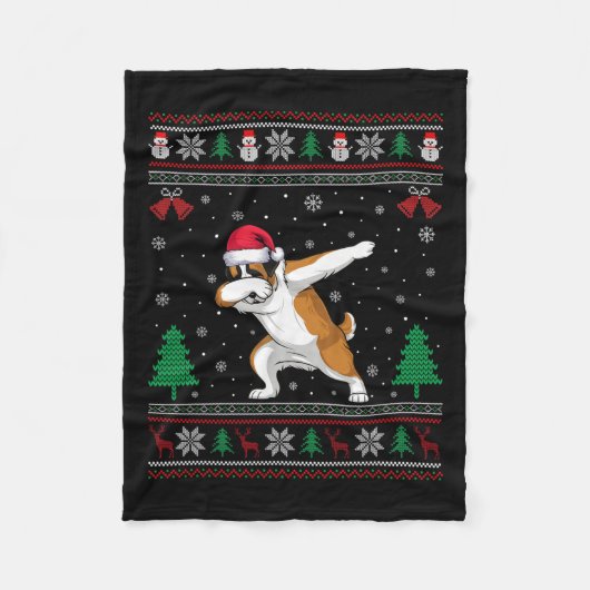 Dabbing Saint Bernard Dog Weihnachtsmannmütze Boys Fleecedecke (Vorderseite)