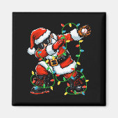 Dabbing Santa Baseball Weihnachtsbeleuchtung Xmas Magnet (Vorne)