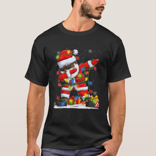 Dabbing Santa Black American Men Boys Chri T-Shirt (Vorderseite)