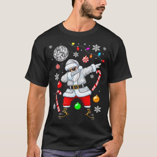 Dabbing Santa Christmas Disco Retro 70s 80s Vibes T-Shirt (Vorderseite)