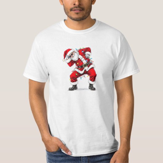 Dabbing Santa Christmas Lights Dance T-Shirt (Vorderseite)