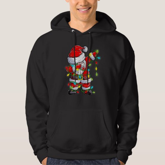 Dabbing Santa Christmas Tree Lights Happy Xmas 3 Hoodie (Vorderseite)