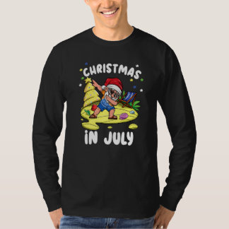 Dabbing Santa Claus Christmas In July Xmas Beach V T-Shirt