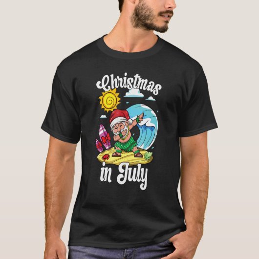 Dabbing Santa Claus Christmas In July Xmas Beach V T-Shirt (Vorderseite)