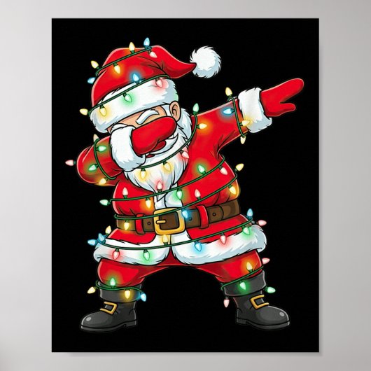 Dabbing Santa Claus Christmas Lights Xmas Dab Men  Poster (Vorne)