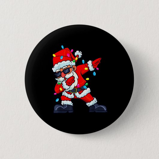 Dabbing Santa Claus Christmas Tree Lights Boys Kid Button (Vorderseite)