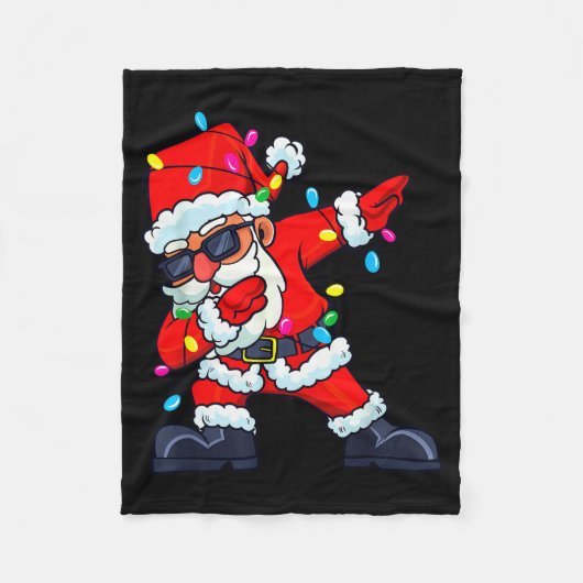 Dabbing Santa Claus Christmas Tree Lights Boys Kid Fleecedecke (Vorderseite)