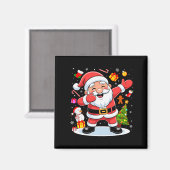 Dabbing Santa Claus Christmas Tree Lights Boys Kid Magnet (Vorderseite/Rückseite)