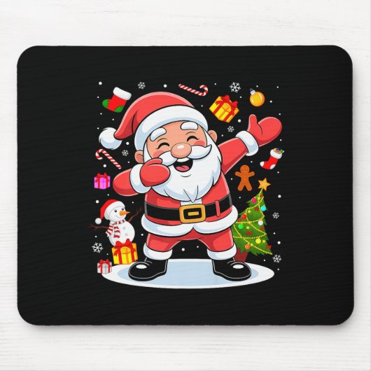 Dabbing Santa Claus Christmas Tree Lights Boys Kid Mousepad (Vorne)