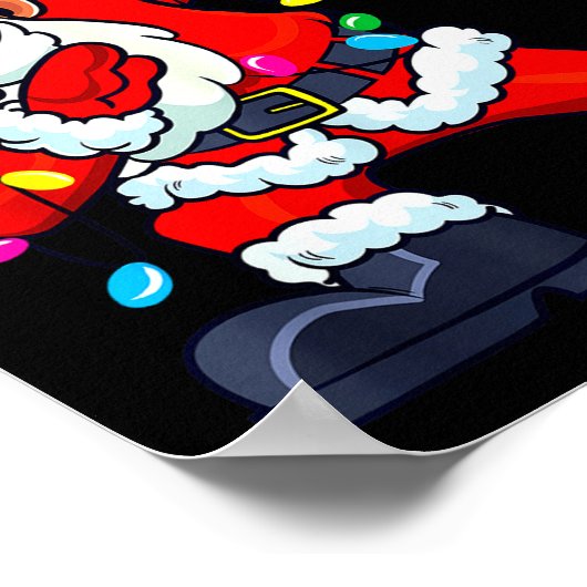 Dabbing Santa Claus Christmas Tree Lights Boys Kid Poster (Ecke)