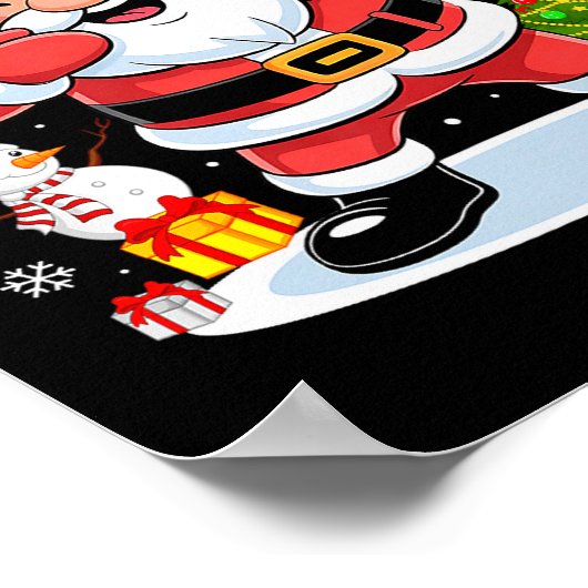 Dabbing Santa Claus Christmas Tree Lights Boys Kid Poster (Ecke)