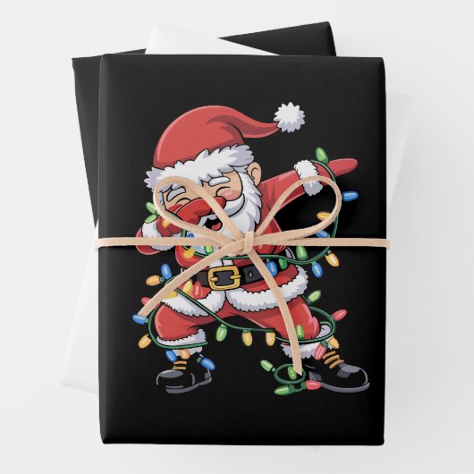 Dabbing Santa Claus Funny Christmas Lights Geschenkpapier Set (Beispiel)