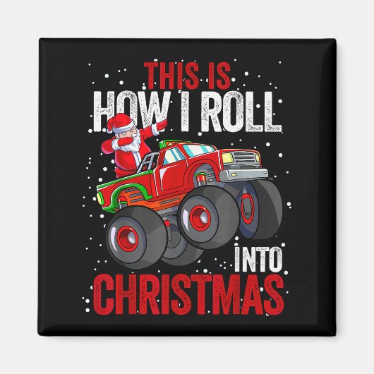 Dabbing Santa Claus Monster Truck Boys Christmas X Magnet (Vorne)