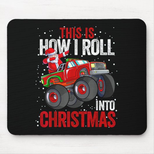 Dabbing Santa Claus Monster Truck Boys Christmas X Mousepad (Vorne)