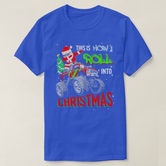 Dabbing Santa Claus Monster Truck Boys Weihnachten T-Shirt (Design vorne)