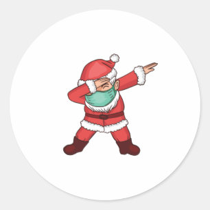 Dabbing Santa Claus Runder Aufkleber
