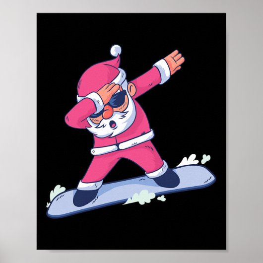 Dabbing Santa Claus Snowboarden Geschenk für Junge Poster (Vorne)