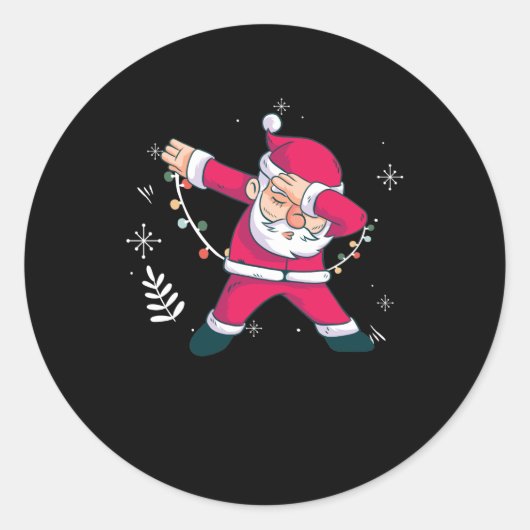 Dabbing Santa Claus Tänzerin Weihnachtsfeier Runder Aufkleber (Vorderseite)