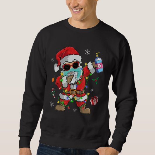 Dabbing Santa Claus With Christmas Light Merry Chr Sweatshirt (Vorderseite)