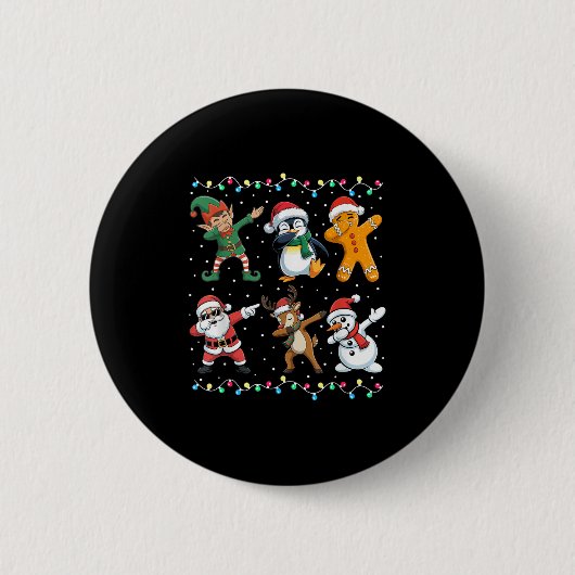 Dabbing Santa Elf Friends Boys Girls Men Funny Chr Button (Vorderseite)