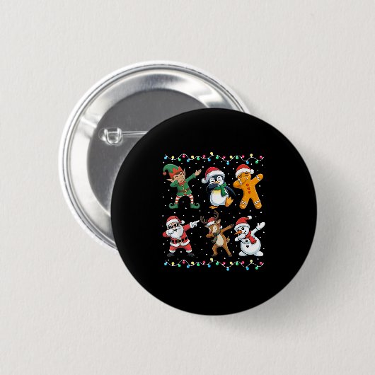 Dabbing Santa Elf Friends Boys Girls Men Funny Chr Button (Vorne & Hinten)