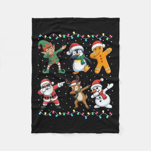 Dabbing Santa Elf Friends Boys Girls Men Funny Chr Fleecedecke (Vorderseite)