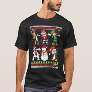 Dabbing Santa Elf Friends Reindeer Snowman Merry C T-Shirt