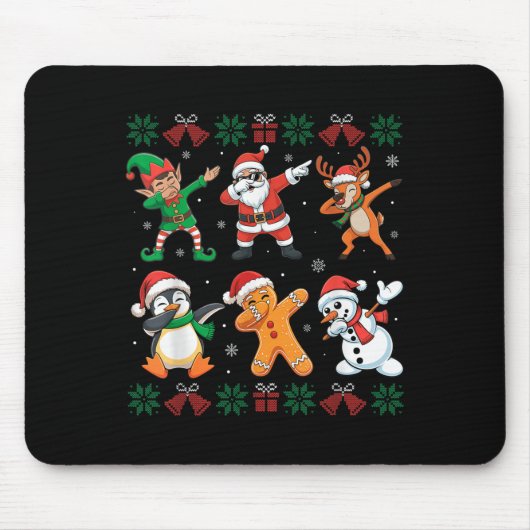 Dabbing Santa Elf Friends Ugly Christmas Boys Girl Mousepad (Vorne)
