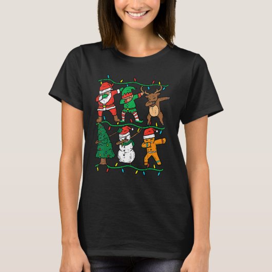 Dabbing Santa Elf Reindeer Dab Xmas PJs Christmas  T-Shirt (Vorderseite)