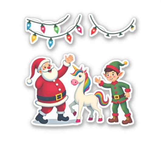 Dabbing Santa Elf Unicorn Christmas Kids Boys Men Aufkleber (Vorderseite)