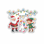 Dabbing Santa Elf Unicorn Christmas Kids Boys Men  Aufkleber (Vorderseite)
