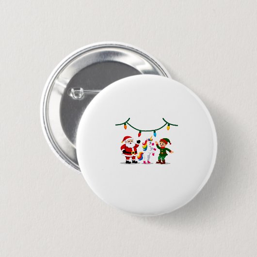 Dabbing Santa Elf Unicorn Christmas Kids Boys Men Button (Vorne & Hinten)
