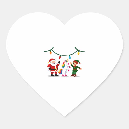 Dabbing Santa Elf Unicorn Christmas Kids Boys Men Herz-Aufkleber (Vorderseite)