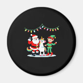 Dabbing Santa Elf Unicorn Christmas Kids Boys Men Magnet (Vorne)