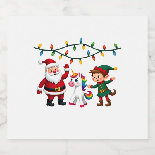 Dabbing Santa Elf Unicorn Christmas Kids Boys Men Schaumweinetikett (Einzelnes Label)