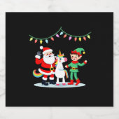Dabbing Santa Elf Unicorn Christmas Kids Boys Men Schaumweinetikett (Einzelnes Label)