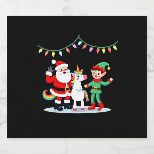 Dabbing Santa Elf Unicorn Christmas Kids Boys Men Schaumweinetikett (Einzelnes Label)
