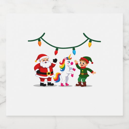 Dabbing Santa Elf Unicorn Christmas Kids Boys Men Schaumweinetikett (Einzelnes Label)