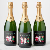 Dabbing Santa Elf Unicorn Christmas Kids Boys Men Schaumweinetikett (Flaschen)