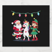 Dabbing Santa Elf Unicorn Christmas Kids Boys Men Schaumweinetikett (Einzelnes Label)
