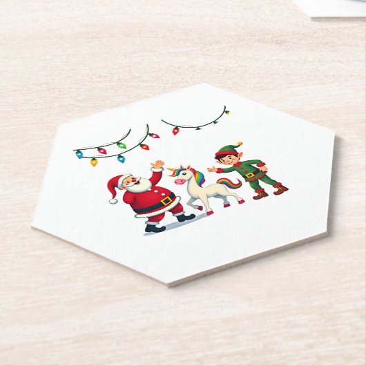 Dabbing Santa Elf Unicorn Christmas Kids Boys Men Untersetzer (angewinkelt)