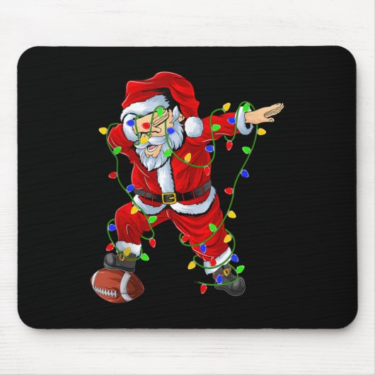 Dabbing Santa Football Christmas Lights Srty Playe Mousepad (Vorne)
