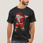 Dabbing Santa Football Christmas Lights Srty Playe T-Shirt (Vorderseite)