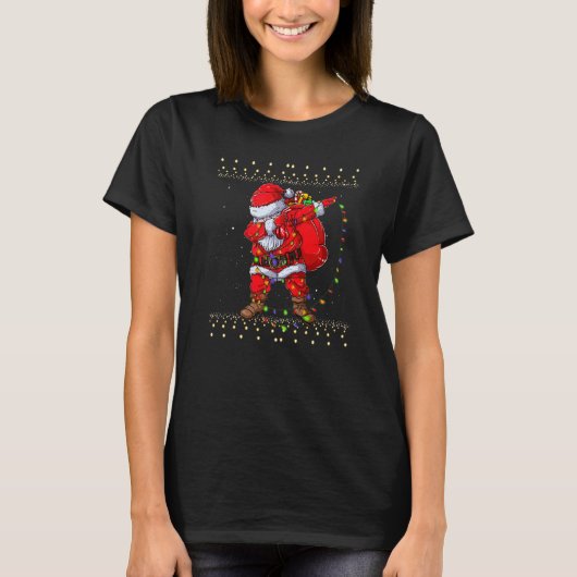 Dabbing Santa for Boys Girls Christmas Tree Light T-Shirt (Vorderseite)