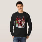 Dabbing Santa Friends Tree Buffalo Karierte Weihna T-Shirt (Vorne ganz)