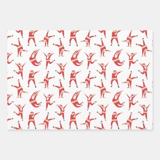 Dabbing Santa Fun Weihnachtsmuster Geschenkpapier Set (Vorderseite 3)