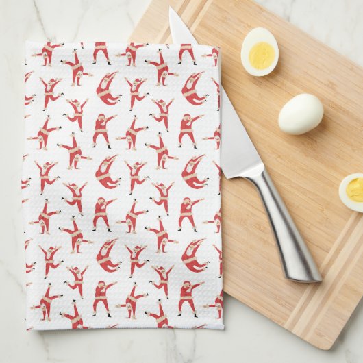 Dabbing Santa Fun Weihnachtsmuster Geschirrtuch (Viertel Falte)