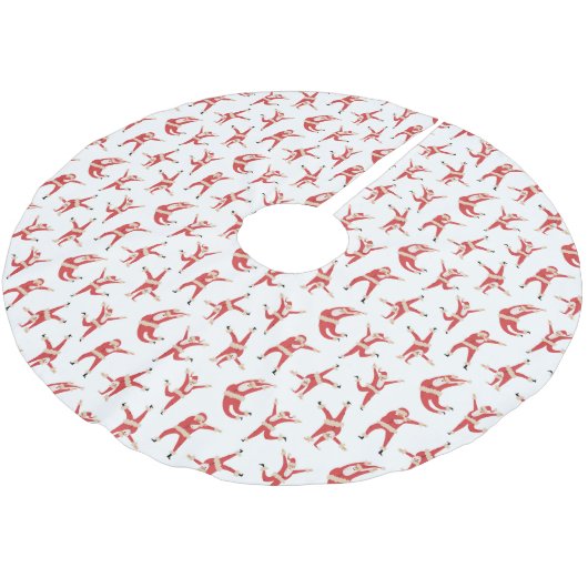 Dabbing Santa Fun Weihnachtsmuster Polyester Weihnachtsbaumdecke (Schrägansicht)