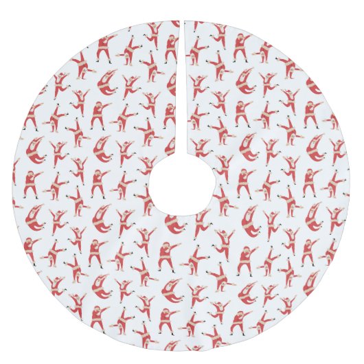 Dabbing Santa Fun Weihnachtsmuster Polyester Weihnachtsbaumdecke (Vorderseite)